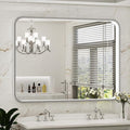 LED Bathroom Mirror with Lights,48x36 Inch Brushed Silver Framed Lighted Vanity Mirror,Anti Fog Stepless Dimmable Wall Mounted(Horizontal/Vertical)