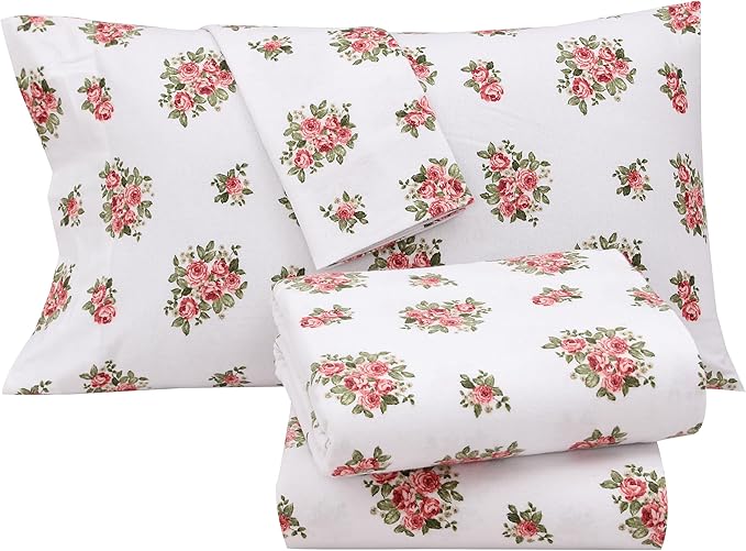 RUVANTI Flannel Sheets Full Size - 100% Cotton Double Brushed Bed Sheets Set, Deep Pockets 16 Inches, All Seasons Breathable & Extra Soft Full Sheets, Warm & Cozy, 4 Piece, Bali