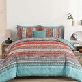 Cottolester Boho Full Comforter Set 8 Pieces, Terracotta Comforter Bohemian Striped Bed in A Bag,Soft Microfiber Bedding Set for All Seasons