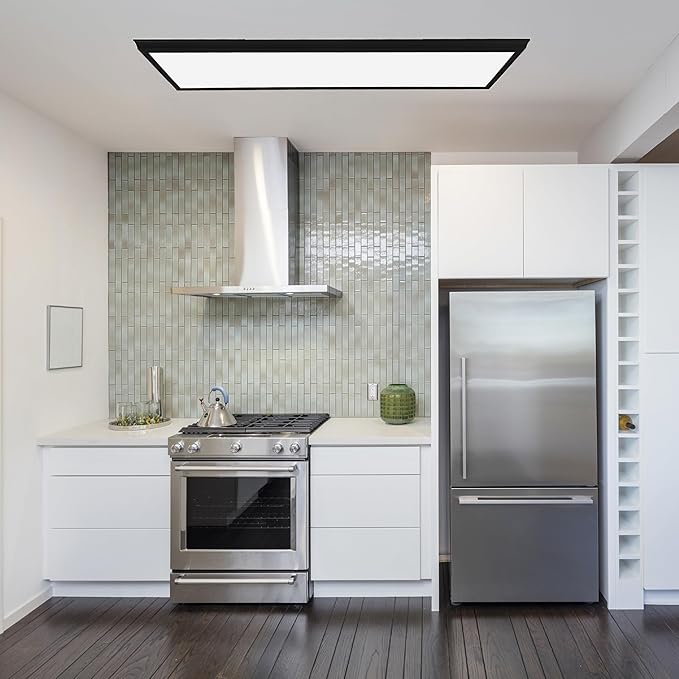 Ultralux Framed 1x4 ft LED Light Panel - CCT Switchable Surface Mount Light with Integrated Frame for Kitchen, Home & Office - TRIAC Dimmable, 5 CCT Adjustable Color Temperature (Matte Black, 1 Pack)