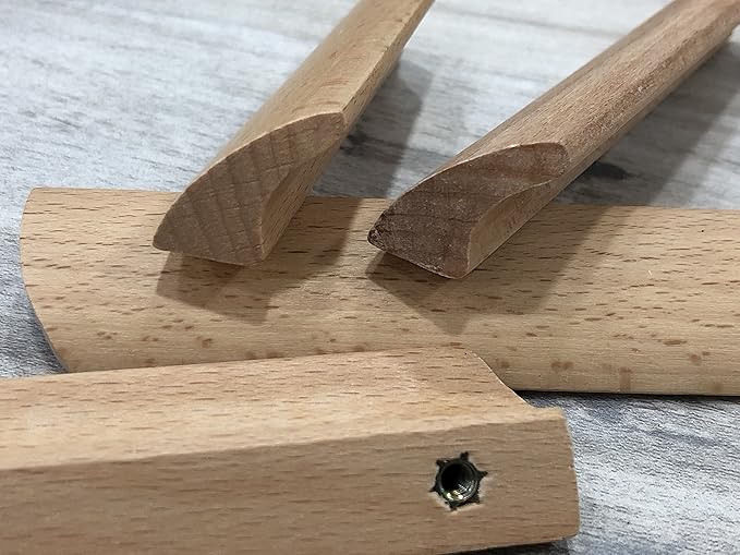 10Pcs Unfinished Wood Solid Furniture Pulls Handles,Unfinished Unpainted Paintable Wooden Handles Cupboard Closet Drawer Handle Pull,Length 4.84",Hole Dis.3.78"