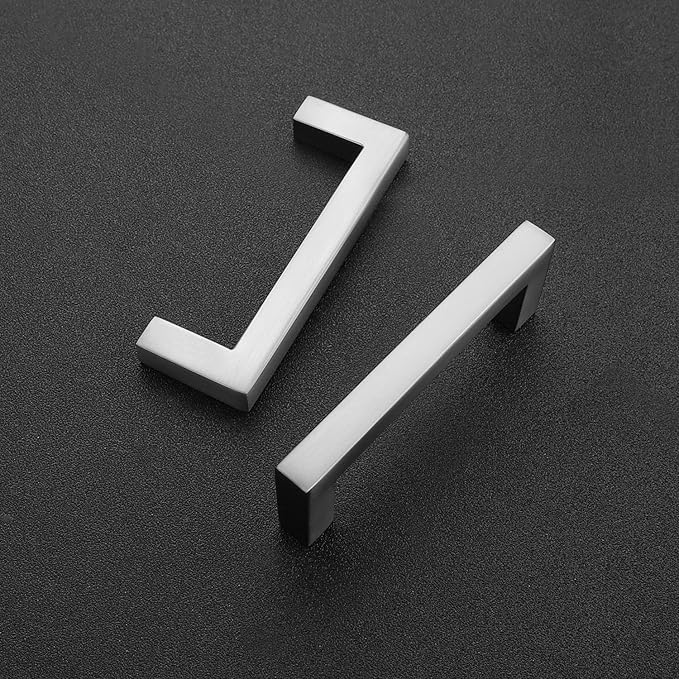 Ravinte 30 Pack Solid 3 Inch Center to Center Slim Square Bar Drawer Handles - Cabinet Hardware Brushed Nickel Pulls for Kitchen and Drawers