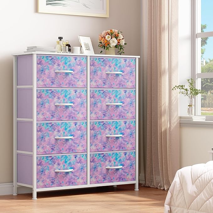 YITAHOME Fabric Dresser Drawer, Tall Storage Dresser with 8 Drawers, Chest of Drawers, Storage Drawer Organizer for Closet, Living Room, Closets