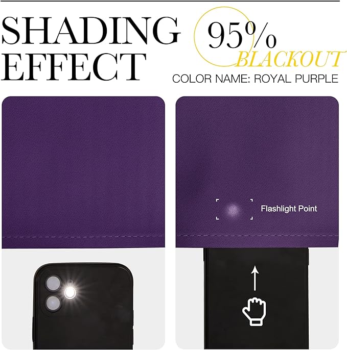 NICETOWN Blackout Kitchen Curtains for 50 inches Long - Grommet Thermal Insulated Window Treatments Light Blocking Drapes for Bedroom/Girl Room, Royal Purple, W34 x L50, 2 Panels