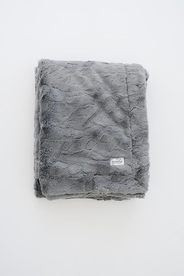 GRACED SOFT LUXURIES Throw Blanket Large Softest Warm Elegant Cozy Faux Fur for Home, Couch, Sofa, Chair, Den, Living Room (Solid Gray, Extra Large 60" x 80")