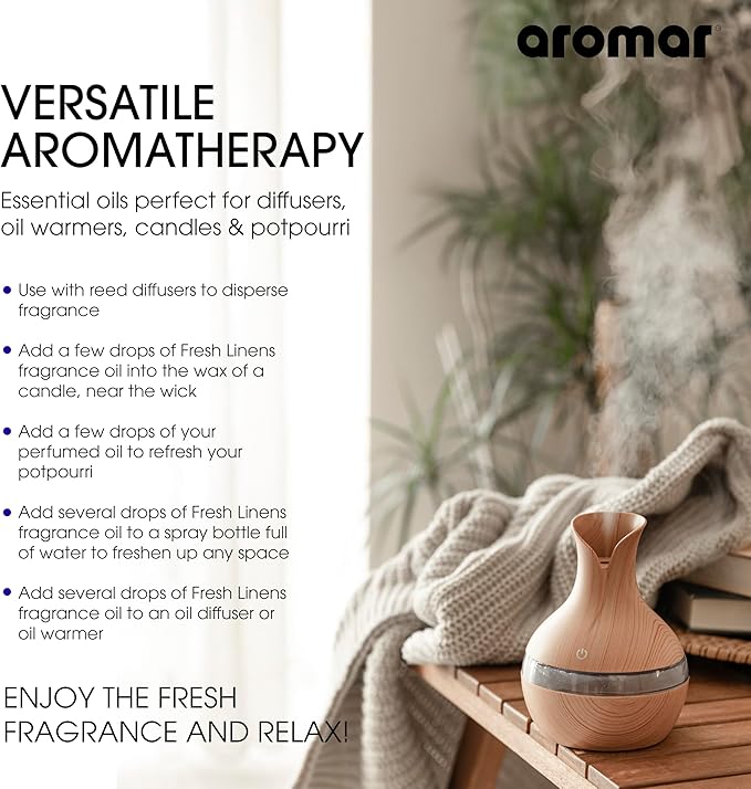 AROMAR Premium Fragrance Oil, Long-Lasting, Reinvigorating Uplifting Aroma for Aromatherapy, & Household Uses. Assorted 8oz scents 4pk
