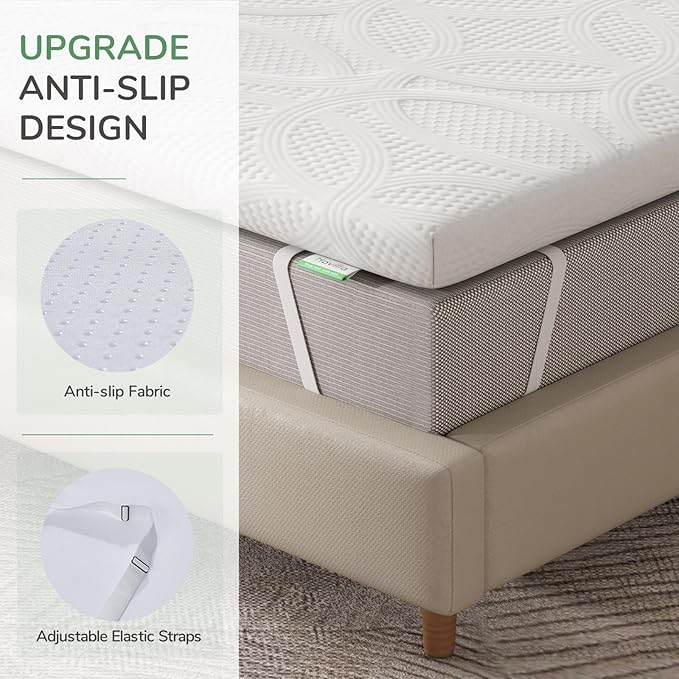 Novilla 2 Inch Queen Size Mattress Topper, Soft Memory Foam Mattress Topper for Comfort & Cooling Night Sleep, Ventilated & Skin-Friendly, CertiPUR-US Certified