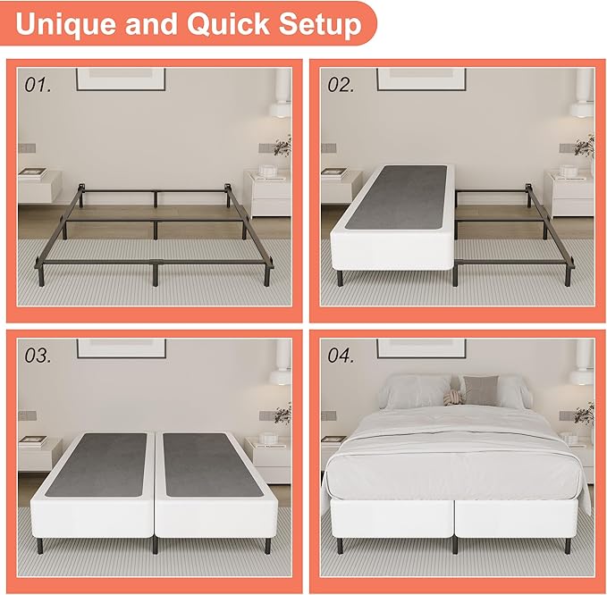 9 Inch Split King Box Spring High Profile Box Spring King Size Heavy Duty Metal Bed Base with Fabric Cover, Mattress Foundation, Noise Free, Easy Assembly