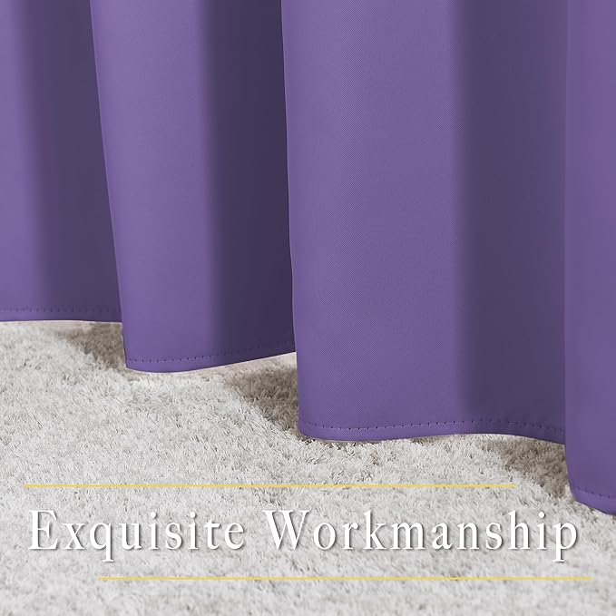 NICETOWN Lilac Purple Blackout Curtains for Bedroom (1 Pair, 52 x 84 inches), Farmhouse Thermal Insulated Room Darkening Drapes for Windows