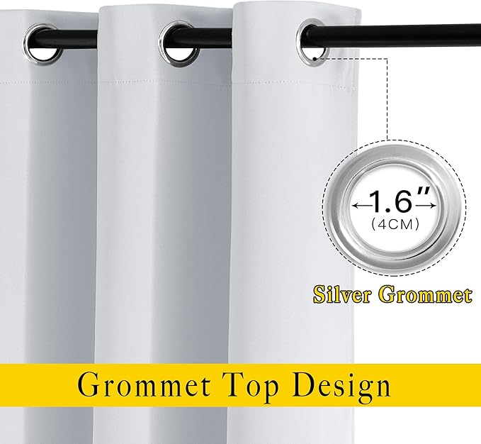 NICETOWN Room Darkening Curtain Panels - Window Treatment Thermal Insulated Grommet Light Blocking Curtains Drapes for Bedroom/Home Office (2 Panels, 46 by 54, Greyish White)