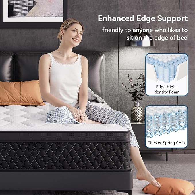 ELEMUSE Twin Mattress, 12 Inch Hybrid Memory Foam Mattress in a Box, Pressure Relieving Comfort, Individual Pocket Springs for Motion Isolation, Medium Firm, CertiPUR-US Certified, Fiberglass Free