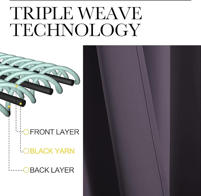 NICETOWN Room Darkening Curtains for Kitchen, Greyish Purple, Set of 2, 42 inches Wide by 50 inches Long, Window Treatment Thermal Insulated Solid Grommet Room Darkening Curtains/Drapes for Bedroom