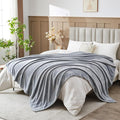 NEWCOSPLAY Super Soft Queen Blanket Grey Premium Silky Flannel Fleece Leaves Pattern Lightweight Bed Blanket All Season Use (Grey, Queen(90"x90"))