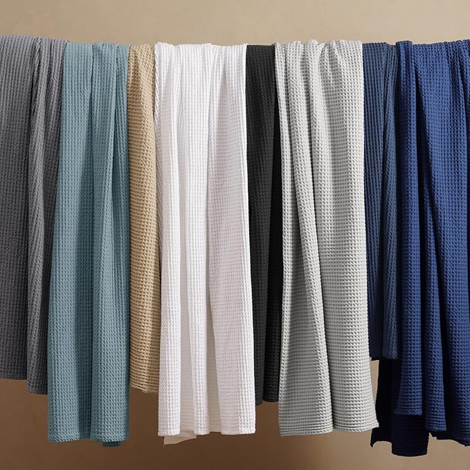 PHF 100% Cotton Waffle Weave Blanket King Size for Bed,Snag Proof Lightweight Breathable Moisture-Wicking Throw for Couch,Great for Layering in Cold Weather,Machine Washable,Home Decor Gift-White