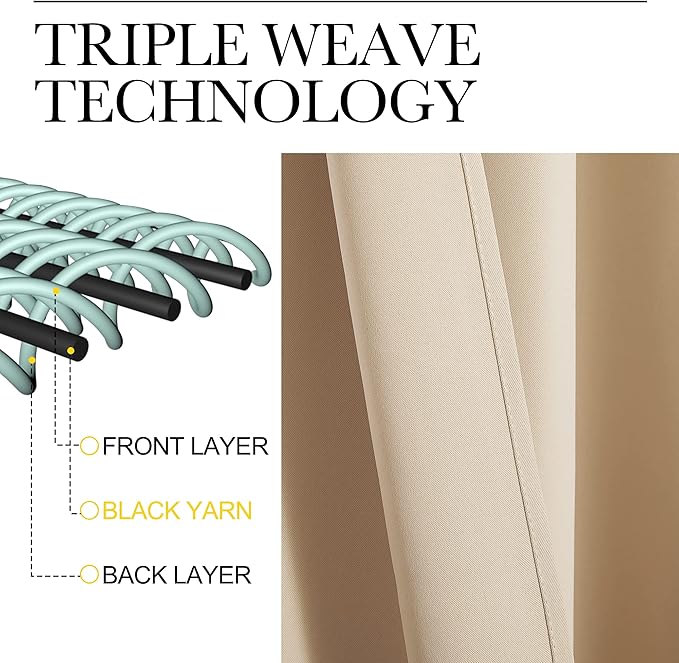 NICETOWN Room Darkening Grommet Panels - Baby Room Curtains 90 inches Long, Privacy Draperies (42 inches Width, Biscotti Beige, 1 Pair)