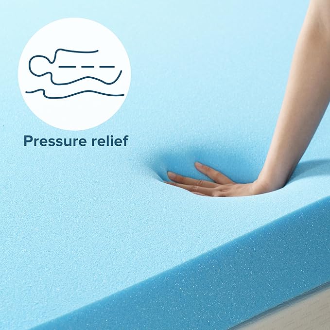 ZINUS 2 Inch Green Tea Cooling Gel Memory Foam Mattress Topper, Smaller, More Convenient WonderBox Packaging, Cooling Gel Foam, CertiPUR-US Certified. Twin