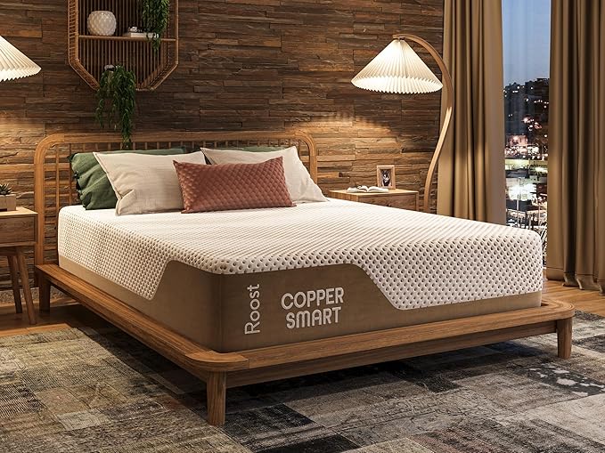 ROOST SLEEP 14-Inch Twin XL Mattress with Medium Firm Support, CertiPUR-US Certified, Copper Smart Thermic Cooling Gel Memory Foam for Hot Sleepers, Made in USA