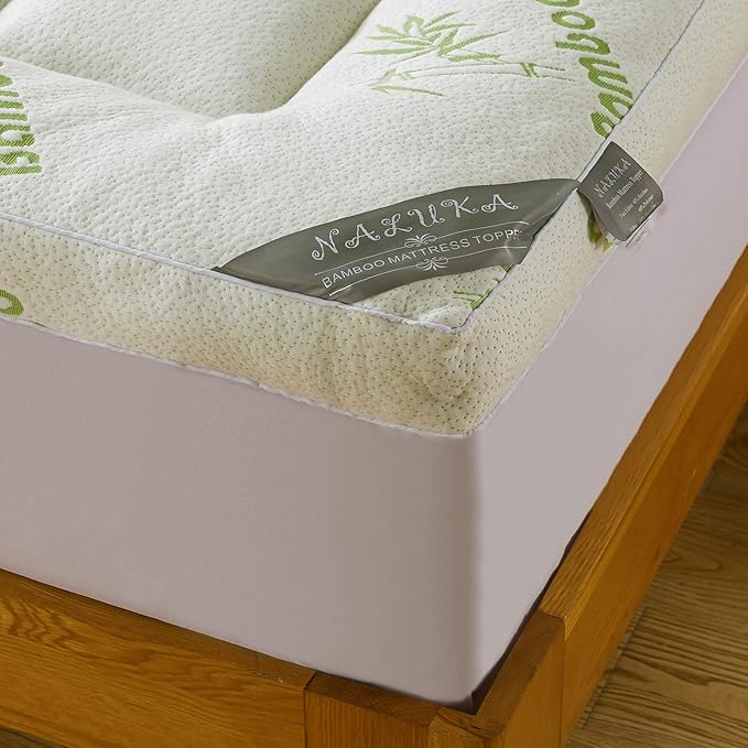 Bamboo_Viscose Mattress Topper Twin Size, Cooling Extra Thick Breathable Mattress pad, 8-21”Deep Pocket Soft Quilted Fitted Mattress Cover with Down Alternative Fill