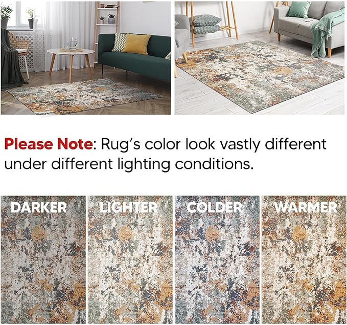 Keen Home Design Area Rugs - 2x14 Non-Shedding, Abstract Rugs for Kitchen, Living Room, Bedroom, Dining Room, Entryway - Size: 2'8" x 14', Multi
