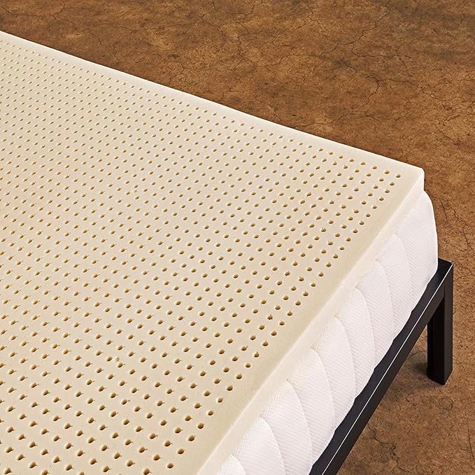 Pure Green Natural Latex Mattress Topper - Medium Firmness - 1 Inch - Twin XL Size (GOLS Certified Organic)