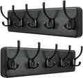 SKOLOO Rustic Wall Mounted Coat Rack, Case of 2, Pine Solid Wood Coat Hook Hanger - 5 Hooks for Hanging Clothes Robes Towels Coats
