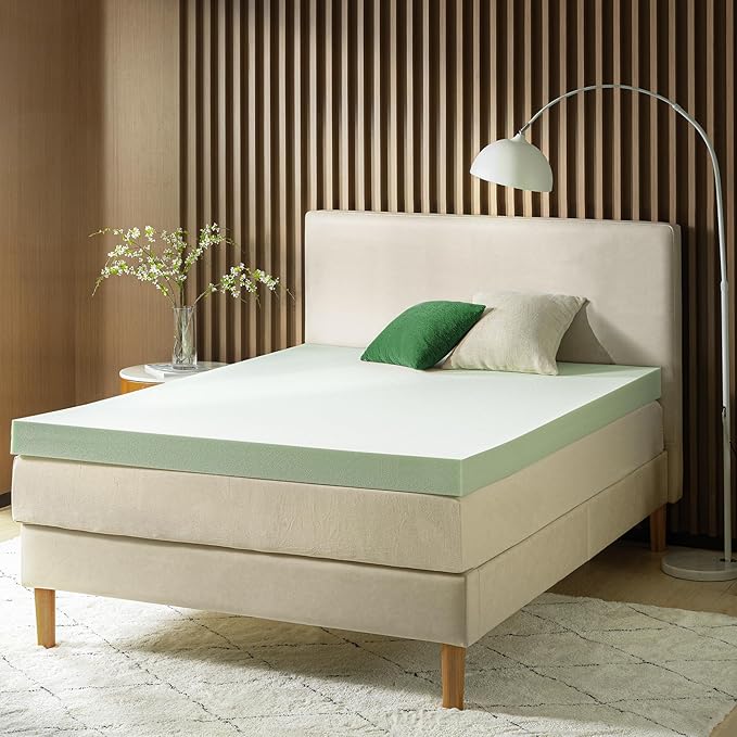 ZINUS 4 Inch Green Tea Memory Foam Mattress Topper, Smaller, More Convenient WonderBox Packaging, Pressure-Relieving Layers, CertiPUR-US Certified, Full