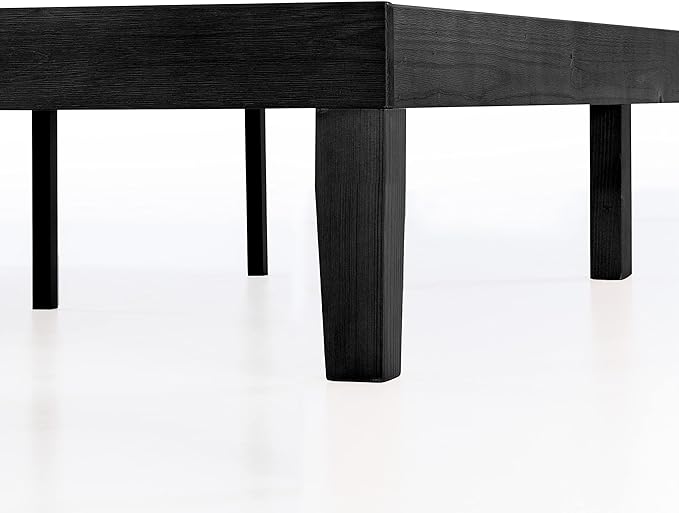 Mellow Naturalista Classic 12 Inch Solid Wood Platform Bed with Wooden Slats, Twin, Black