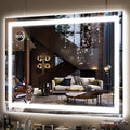FENNIO Large Vanity Mirror with Lights，38" x 28" LED Makeup Mirror，Hollywood Mirror with 3 Color Modes & Adjustable Brightness，Vanity Mirror Square White