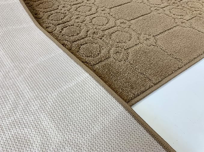 Custom Size Modern Abstract Floor Carpet Runner Rug for Hallways, Slip Resistant Latex Rubber Backed, 31 inch Wide X Customized Length, Art Gold Tan, 31 inch X 30 feet