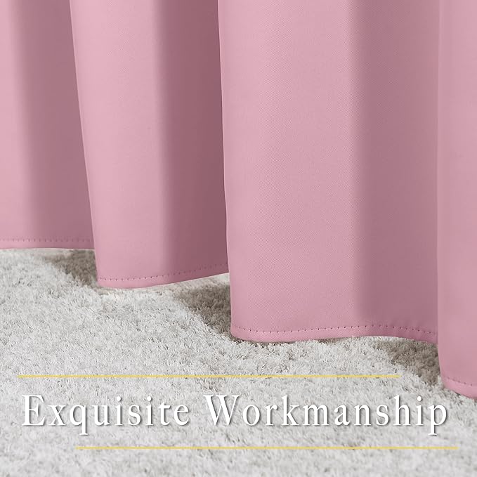 NICETOWN Blackout Crystal Pink Curtains 84 inches Long, Grommet Room Darkening Thermal Insulated Sound Dampening Window Treatments for Bedroom/Home Office, 2 Panels, W46 x L84