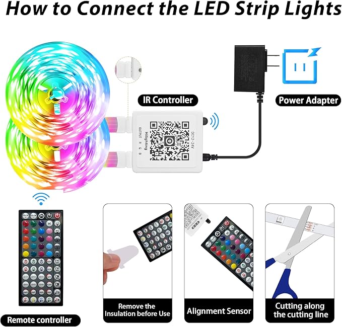 Led Lights for Bedroom 100ft Music Sync Color Changing Led Strip Lights with Remote and App Control RGB Led Light Strip for Home Party Room Decor