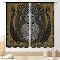 Norse Viking Curtains, Nordic Warriors Sword Celtic Rune Scandinavian Aesthetic Nation Valknut Mythology Window Drapery for Bedroom Living Room Bathroom 2 Panels, 63"x72" Inch