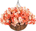 Artificial Fake Hanging Flowers with Basket for Fall Decoration, 12 Bundles Faux Silk Morning Glory Plants for Outdoor Planters, Realistic UV Resistant Artificial Flowers for Outside Porch Garden