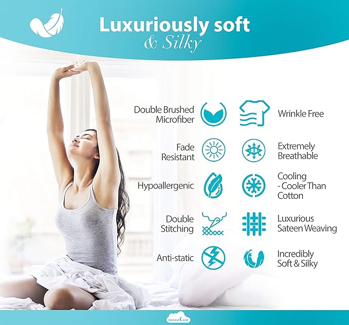 DREAMCARE King Size Sheets Set – 6 pcs Cooling Bed Sheets – up to 21” Deep Pocket King Sheet Set - 2500 Supreme Collection – Extra Soft 100% Brushed Microfiber Hotel Luxury with Side Pocket - Gray