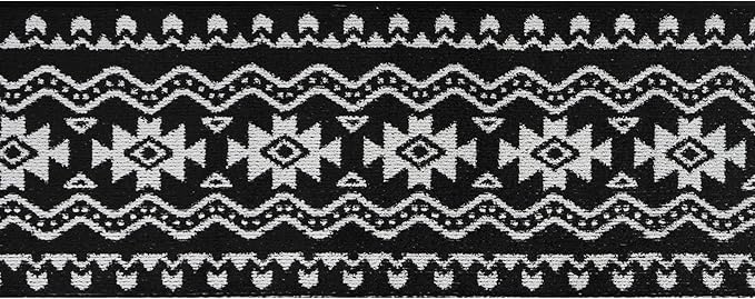 Custom Length Cut to Size Tribal Ethnic Southwestern Inspired Hallway Runner Rug, Non Slip Rubber Backed, 31 inch Wide X Customized Length, Aztec Black, 31 inch X 33 feet