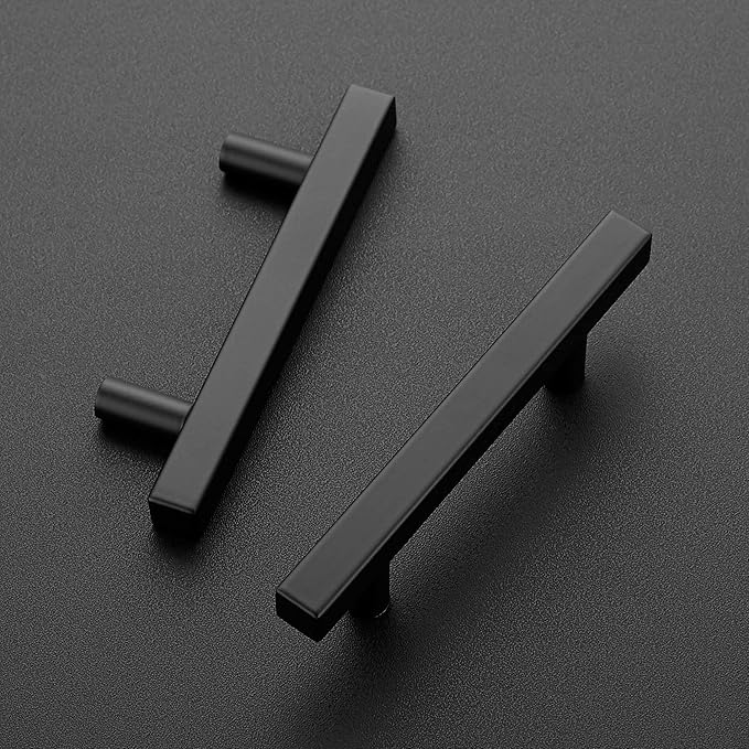 Ravinte 30 Pack Black Cabinet Handles 3 Inch Square Cabinet Pulls Matte Black Square Hardware for Kitchen Cabinets - 5 Inch Total Length
