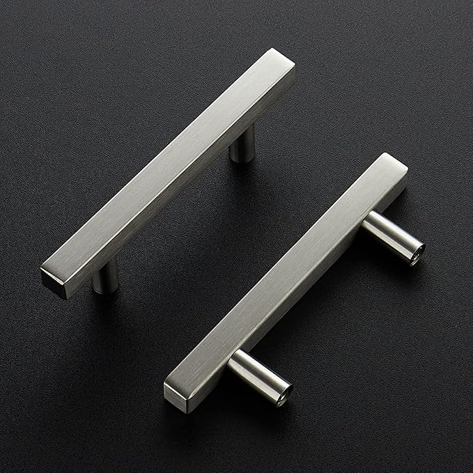 Ravinte 25 Pack Cabinet Handles 3 Inch Brushed Nickel Cabinet Pulls Square Hardware for Kitchen Cabinets - 5 Inch Total Length