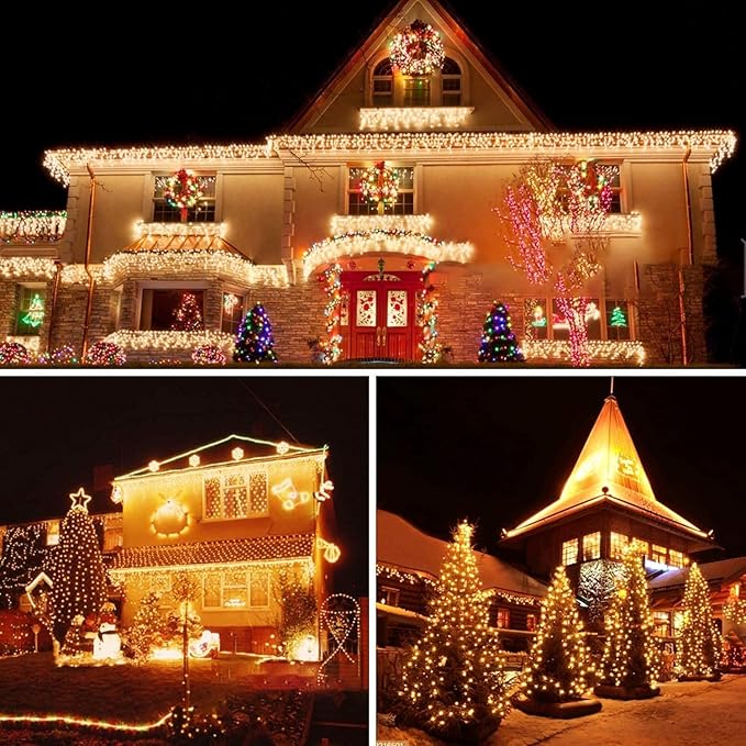 100FT 2000 LED Cluster Christmas Lights, Christmas Tree Lights Outdoor Indoor with 8 Modes & Timer & Remote, Firecrackers String Lights Waterproof for Garland Party Xmas Decorations, Warm White