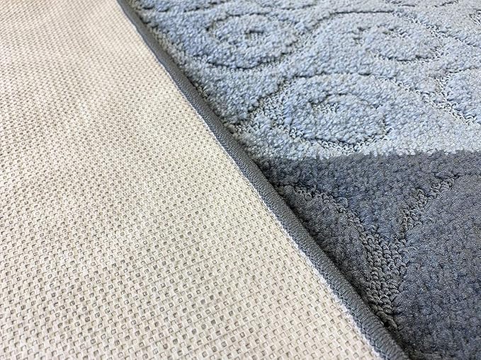 Custom Size Modern Runner Rug Carpet for Hallway Entryway Foyer Kitchen, Slip Resistant Latex Rubber Backed 31 inch Wide X Customized Length, Scroll Grey, 31 inch X 6 feet