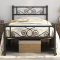 Yaheetech Twin Bed Frames Metal Platform Bed with Headboard and Footboard No Box Spring Needed Easy Assembly,Under-Bed Space: 12.6''/Black/Twin Bed