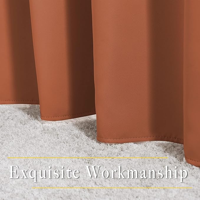 NICETOWN Burnt Orange Curtains 84 inches Long, Grommet Room Darkening Thermal Insulated Sound Dampening Window Treatments for Bedroom/Home Office, 2 Panels, W46 x L84