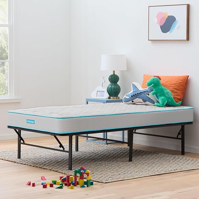 Linenspa 6-Inch Innerspring Mattress - Full + 14-Inch Folding Platform Bed Frame