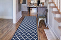 Custom Size Cut to Length Moroccan Trellis Design Runner Rug Mat For Wide Long Hallways with Non-Slip Rubber Backing, Better Traction for Pets, Prevent Slippage, Trellis Navy Blue, 31 inch X 12 feet