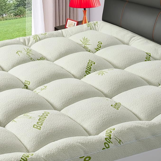 Premium Viscose Made from Bamboo Short Queen RV Size Mattress Topper for Back Pain, Quilted Fitted Extra Thick Mattress Pad,Pillow Top Mattress Cover with Deep Pocket Up to 21 Inches（60 * 75inch）