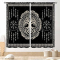 Viking Curtains, Nordic Tree of Life Celtic Rune Scandinavian Gothic Norse Mythology Aesthetic Retro Drapery for Bedroom Living Room Bathroom Window 2 Panel Set, 52"x84" Inch