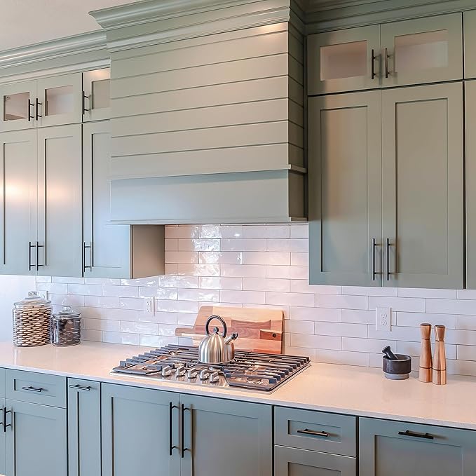 JOY DECOR 60 Pack Cabinet Handles, Black Cabinet Pulls, 10 in Hole Center Kitchen Hardware, Stainless Steel T Bar Handles for Dresser Drawers