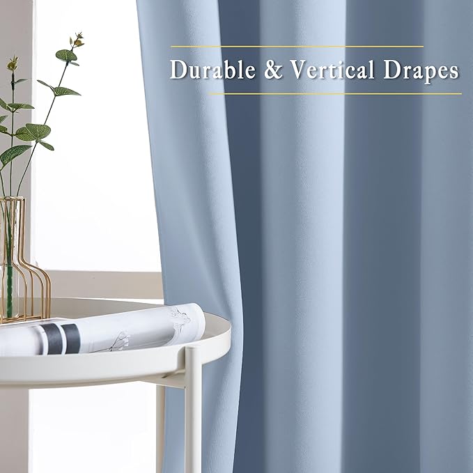 NICETOWN Vintage Blue Doorway Curtains 78 inches Long for Bedroom, Grommet Window Treatment Thermal Insulated Privacy Blackout Curtains & Drapes for Living Room, Set of 2, W52 x L78