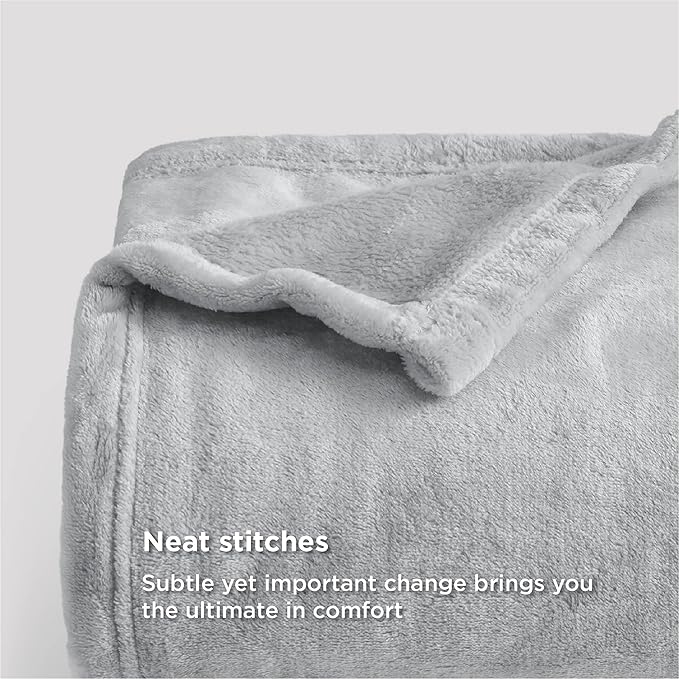 Bedsure GentleSoft Twin XL Fleece Blanket Dorm Bedding - Lightweight Soft Cozy Blankets for Bed, Sofa, Couch, Travel, Camping,Light Grey, 66"x90"