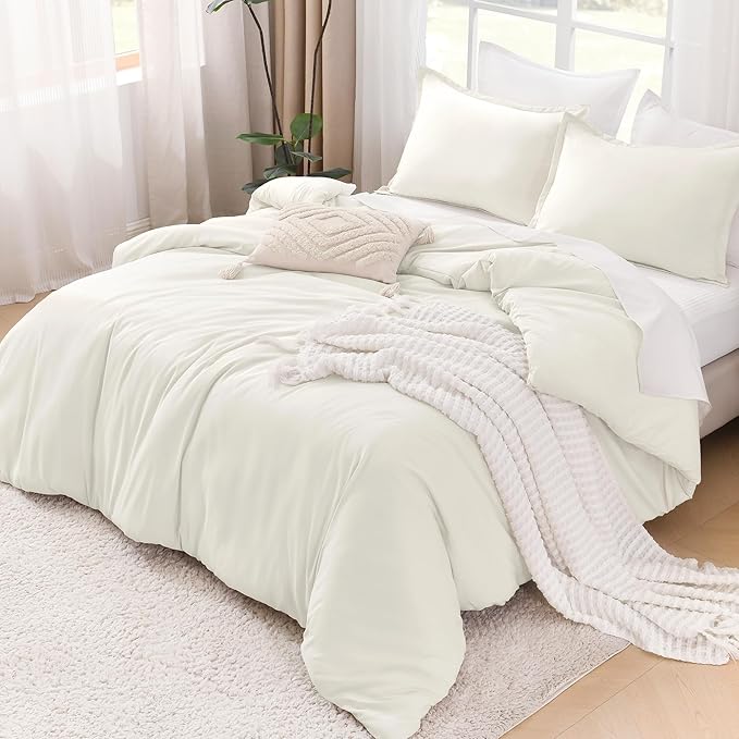 Litanika Twin XL Comforter Set Ivory - 2 Pieces Extra Long Bed Set for College Dorm, All Season Bedding Set for Girls and Boys
