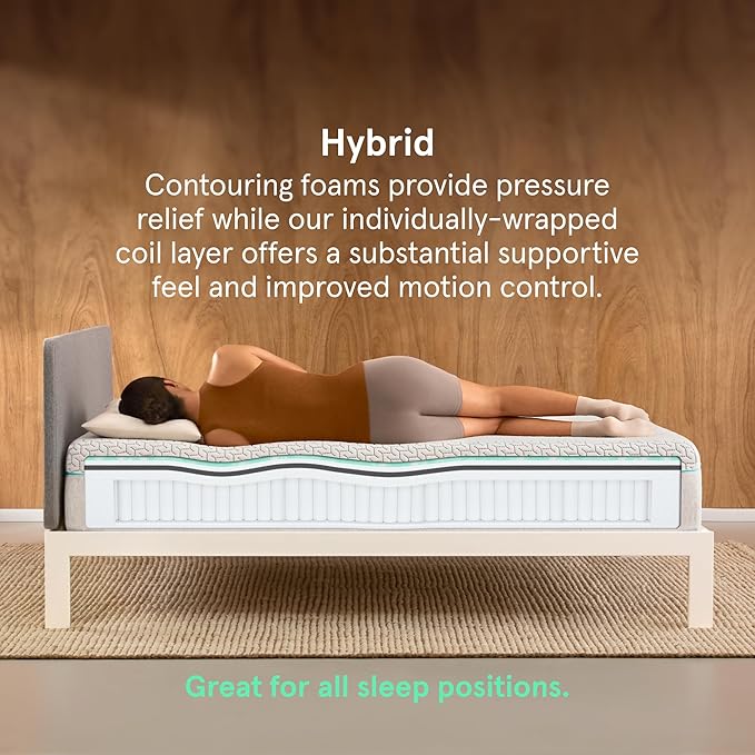 Tuft & Needle Original Hybrid Medium Full Mattress, Adaptive Foam, Individually-Wrapped Coils, Cooling Pressure Relief, 100 Night Trial, Fiberglass-Free, CertiPUR-US, 10-Year Limited Warranty